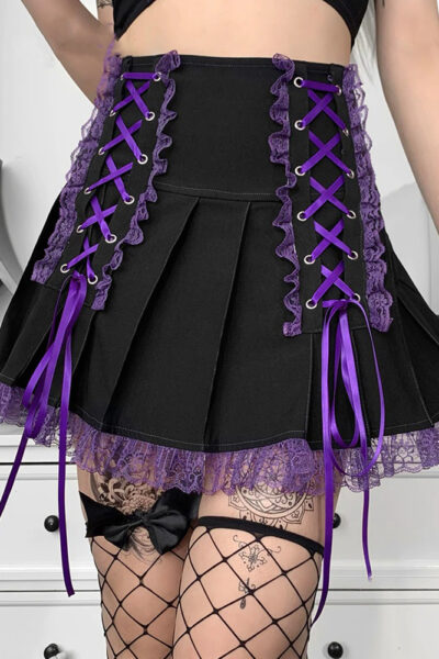 Black and purple emo skirt