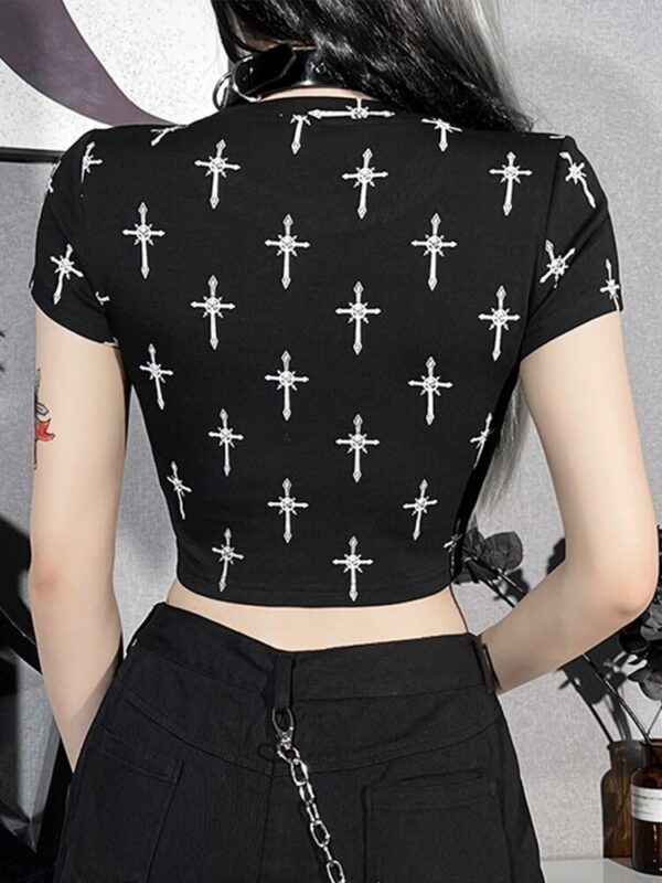 Gothic cross printed shirt 2