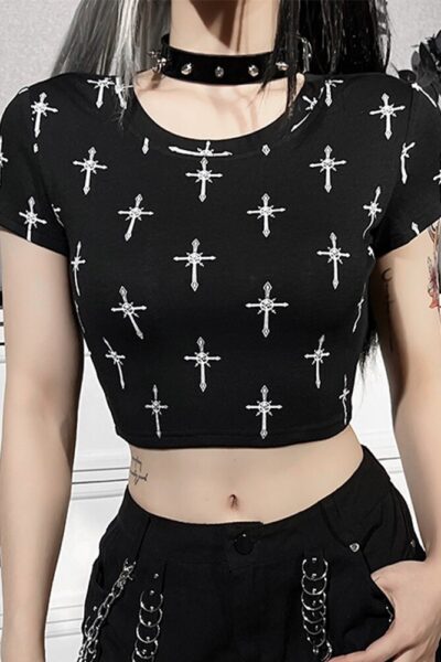 Gothic cross printed shirt