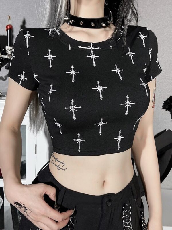 Gothic cross printed shirt 5