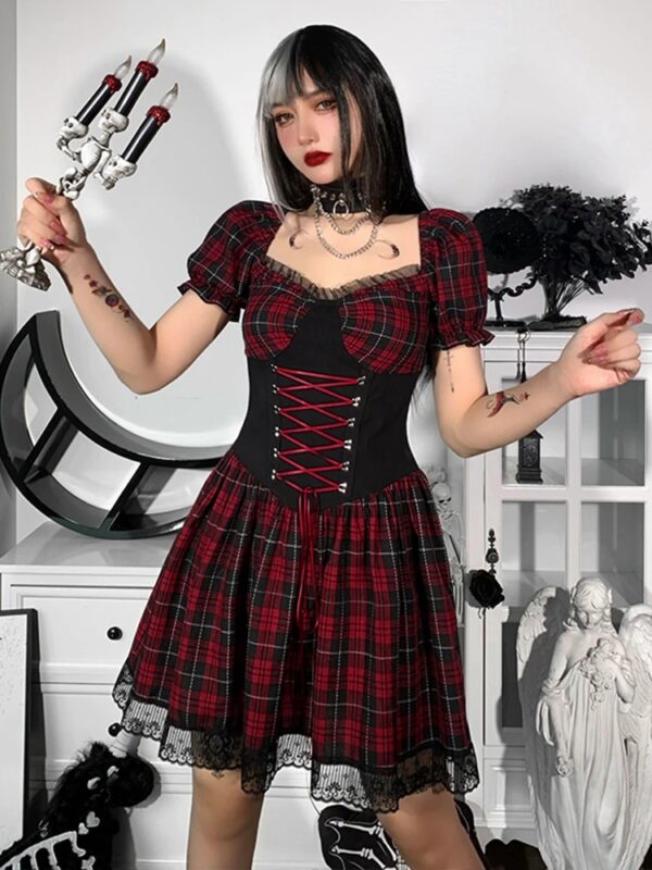 Red and black emo dress 1