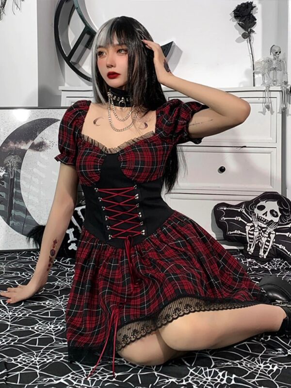 Red and black emo dress 4