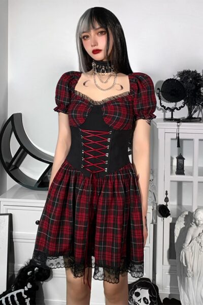 Red and black emo dress