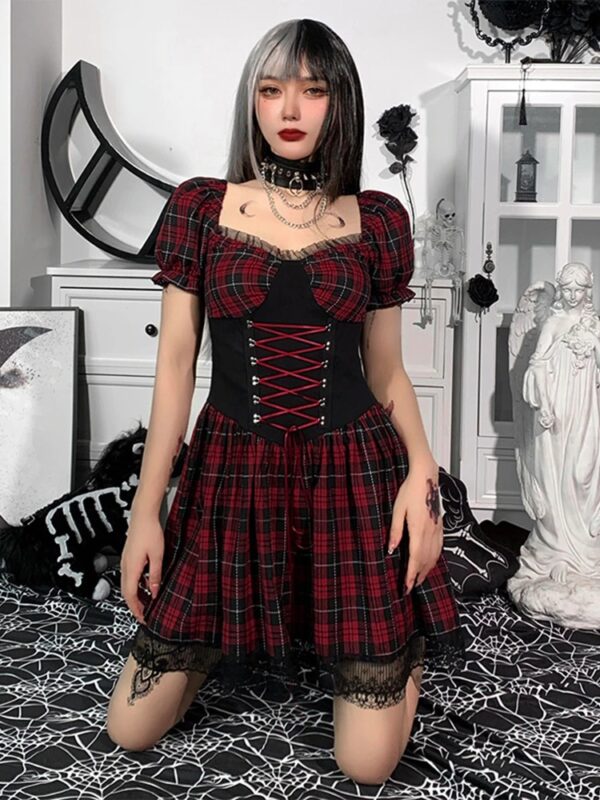 Red and black emo dress 5